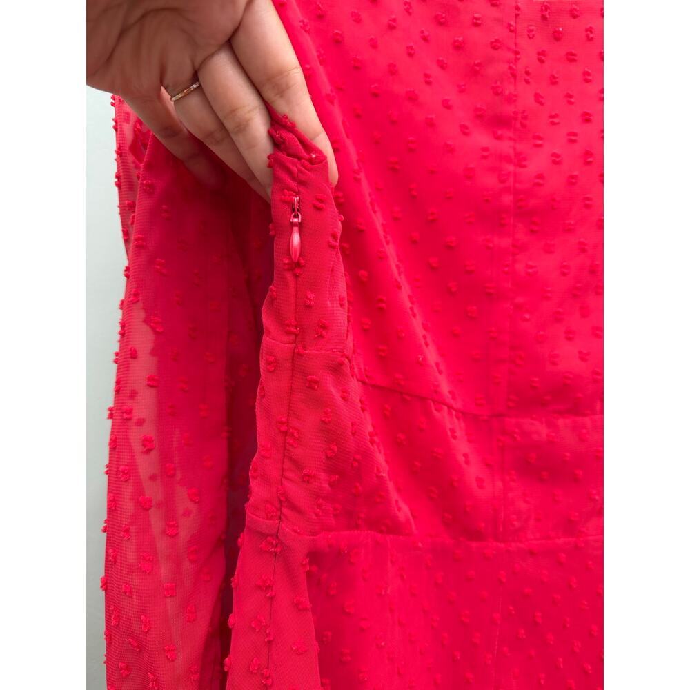 Women's Red Swiss Dot Mini Dress Puff Sleeve Square Neck Size S - Picture 5 of 5